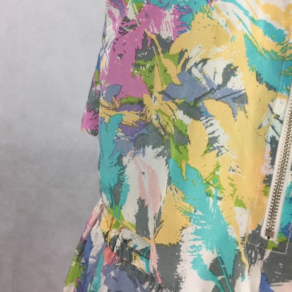 Line & Dot pastel feather print silk romper M - Picture 4 of 7